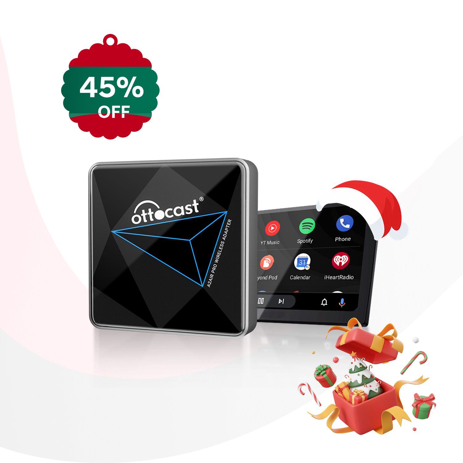 오토캐스트 A2 Air Pro 무선 안드로이드 오토 어댑터 스마트 드라이빙