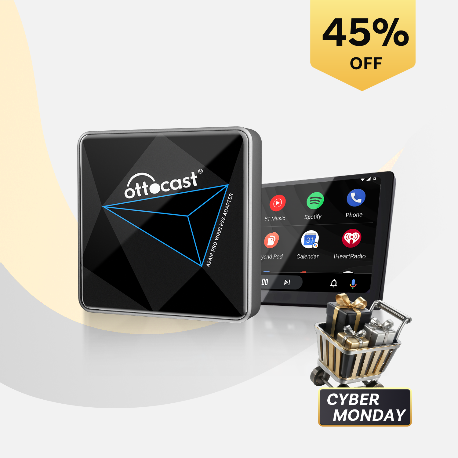 오토캐스트 A2 Air Pro 무선 안드로이드 오토 어댑터 스마트 드라이빙