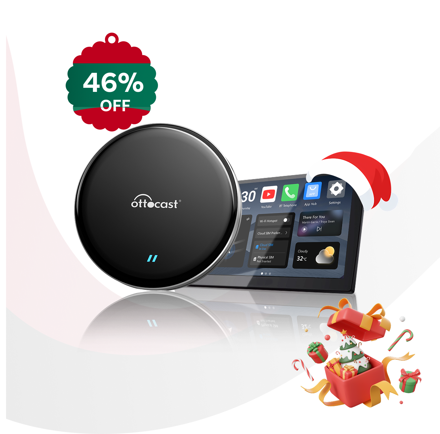 오토캐스트 P3 Lite AI 박스 무선 안드로이드 오토 올인원 차량용 스틱 PC