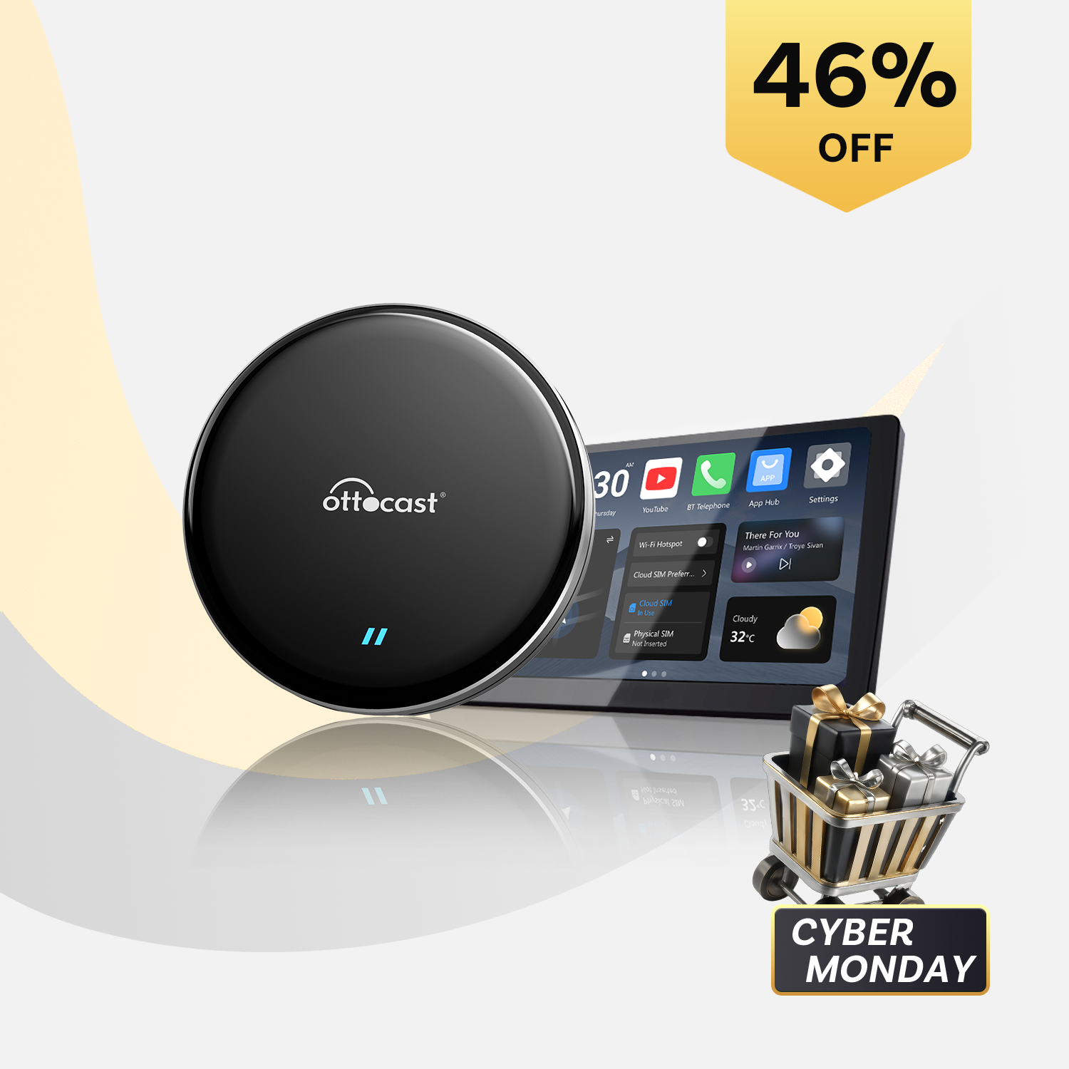 오토캐스트 P3 Lite AI 박스 무선 안드로이드 오토 올인원 차량용 스틱 PC