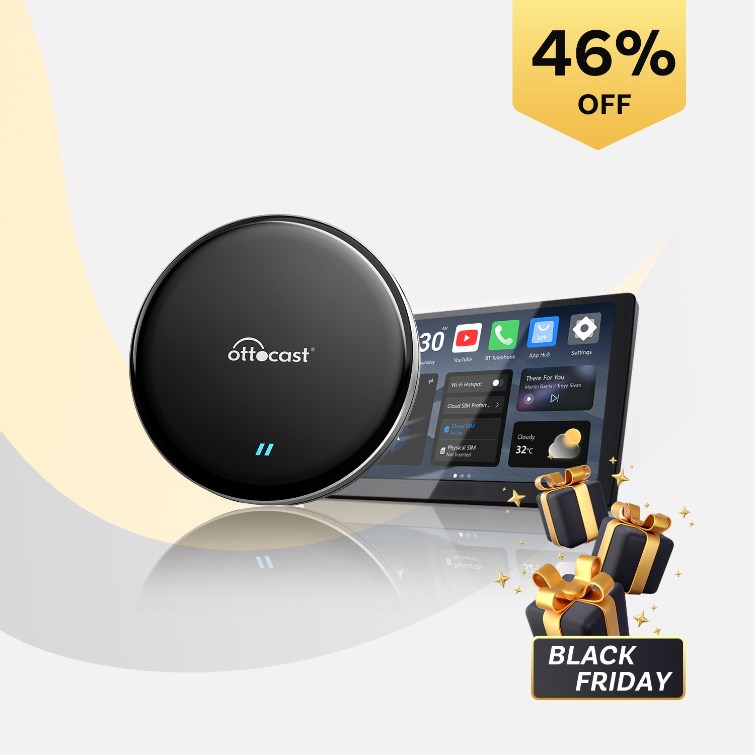 오토캐스트 P3 Lite AI 박스 무선 안드로이드 오토 올인원 차량용 스틱 PC